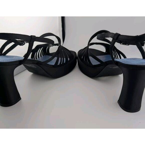 Vintage Mudd Size 10 Rita Platform Heels Black Strappy Satin Y2k 90s New In Box - Picture 6 of 11